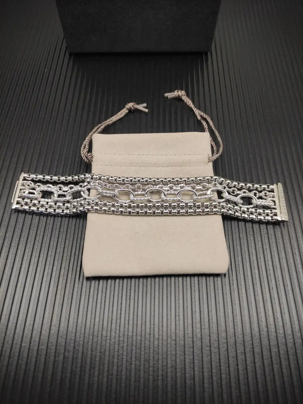 David Yurman Silver Multi-Chain Bracelet - Picture 2 of 4